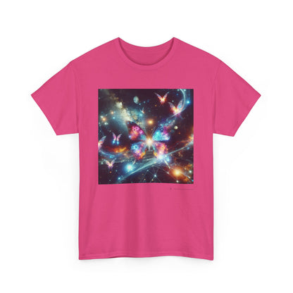 Cosmic Butterfly Graphic Tee, Unisex Cotton T-Shirt, Space Art Shirt, Festival Attire, Nature Lover Gift, Vibrant Wear, Gift for Her