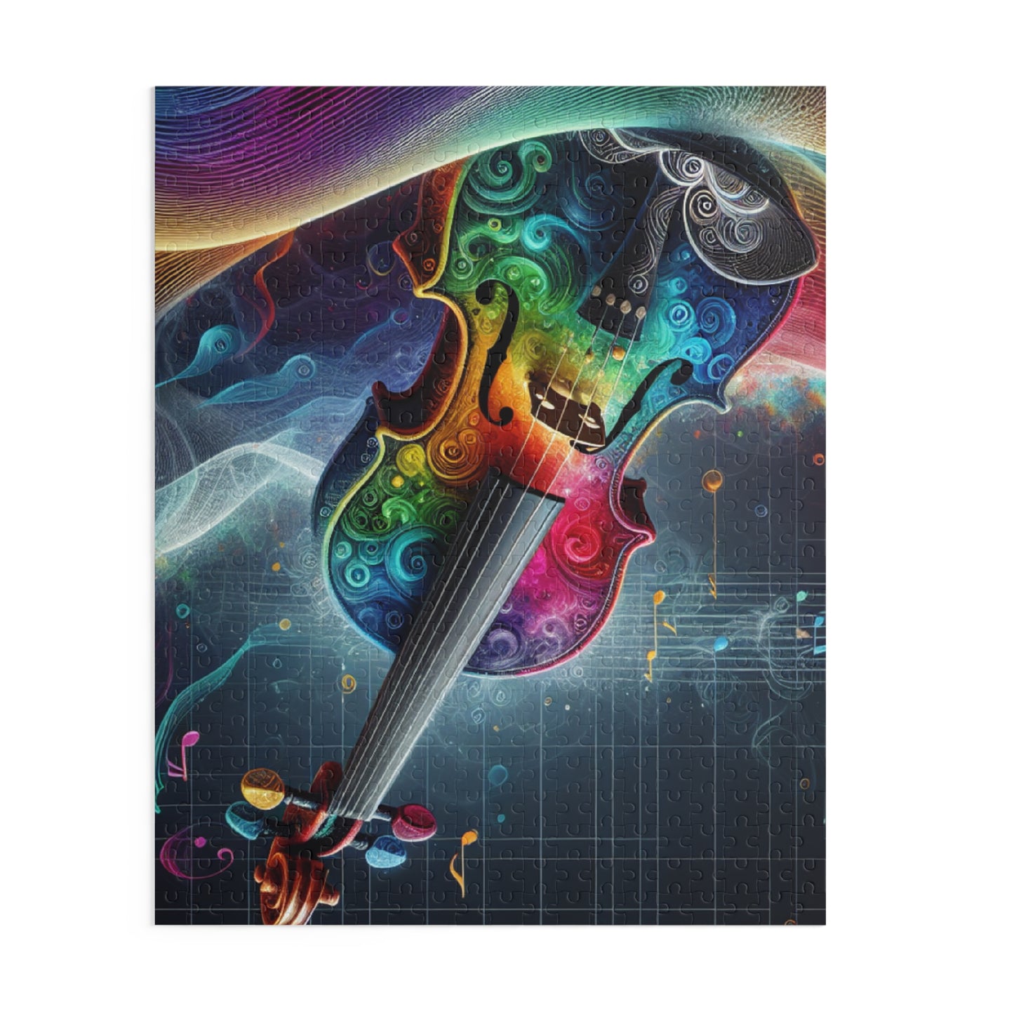 Colorful Violin Puzzle - 120, 252, 500-Piece Jigsaw, Music Lover Gift, Art Decor, Relaxation Activity, Family Game Night