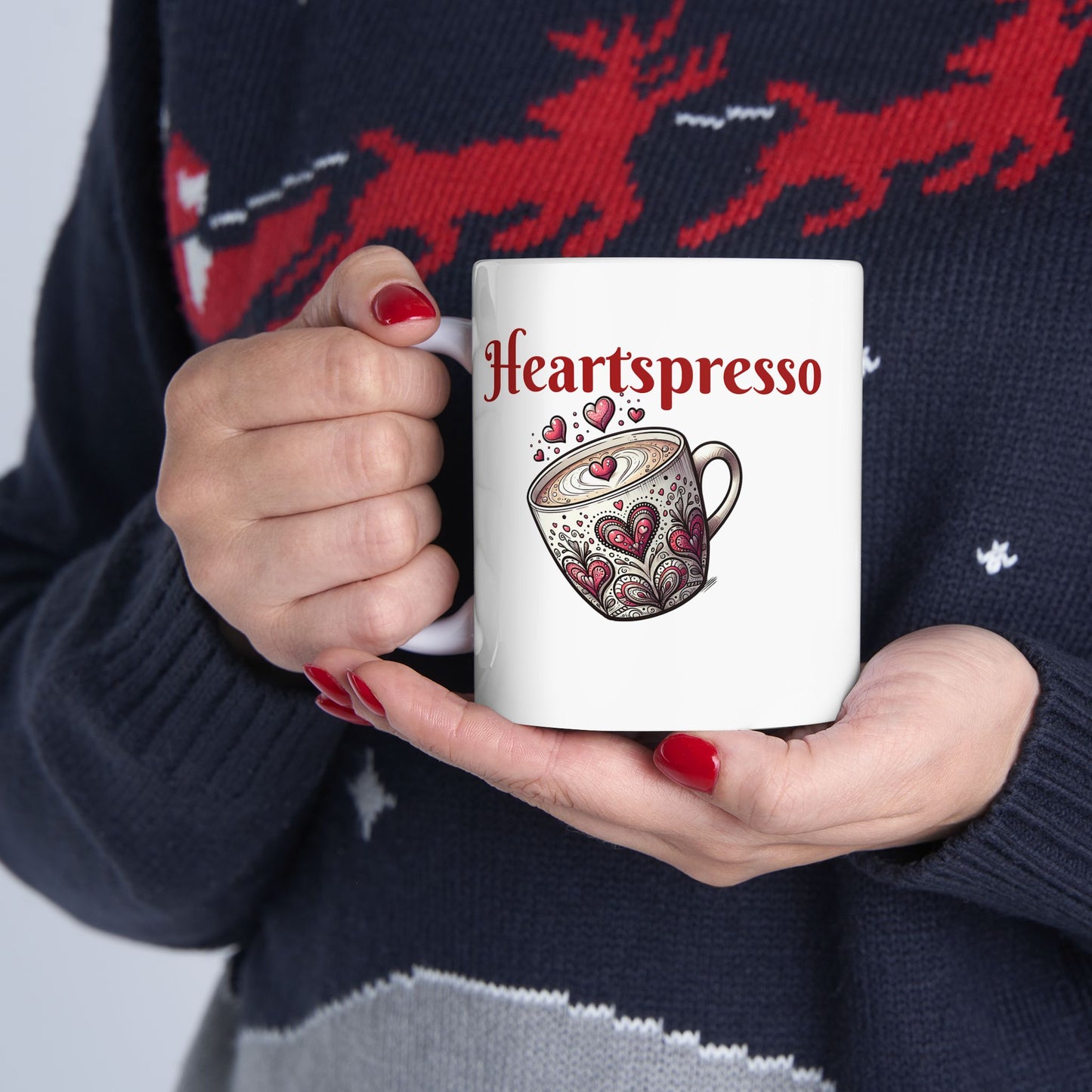Heartwarming Espresso Ceramic Mug, Coffee Lover Gift, Cute Kitchen Decor, Unique Barista Mug, Perfect for Birthdays, Holidays