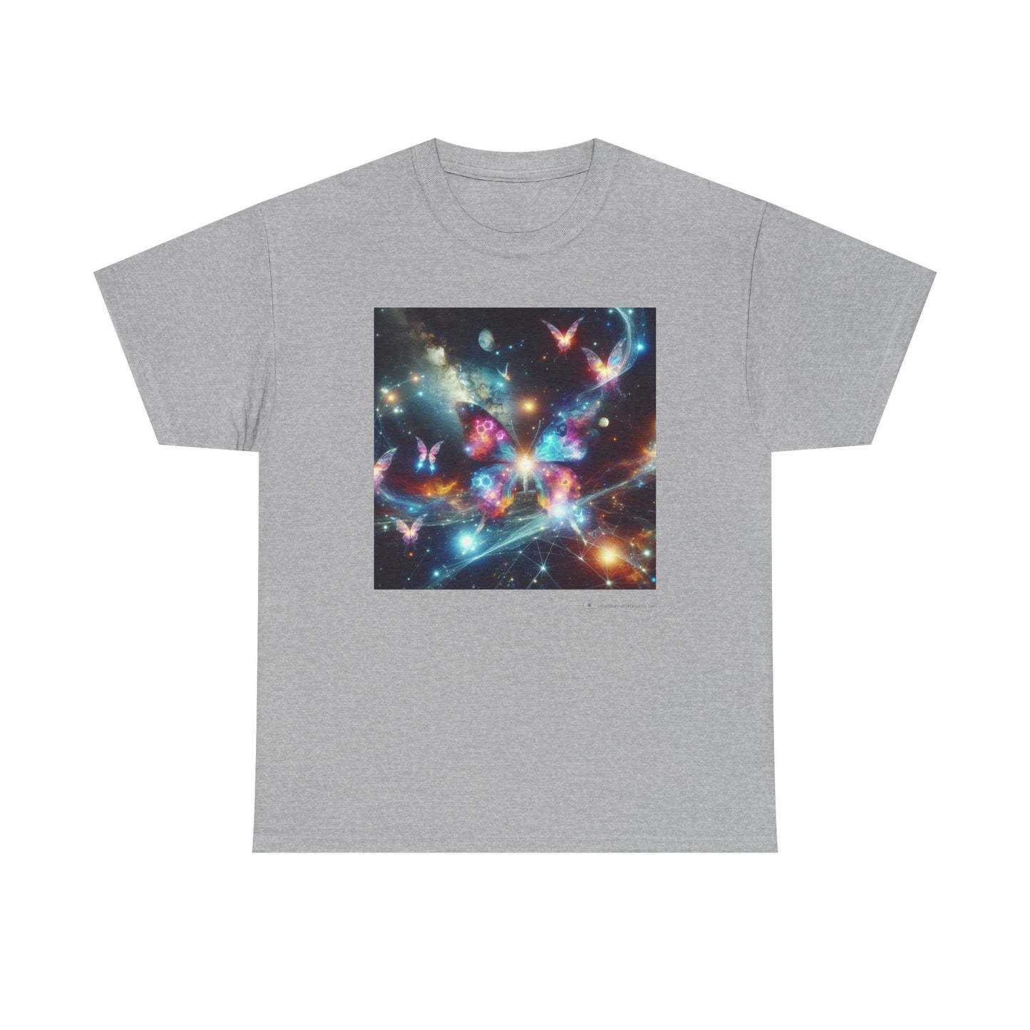 Cosmic Butterfly Graphic Tee, Unisex Cotton T-Shirt, Space Art Shirt, Festival Attire, Nature Lover Gift, Vibrant Wear, Gift for Her