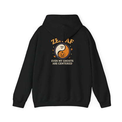 Zen AF Halloween Hoodie - Funny Ghost Yin Yang Sweatshirt | Yoga Mindfulness Pullover