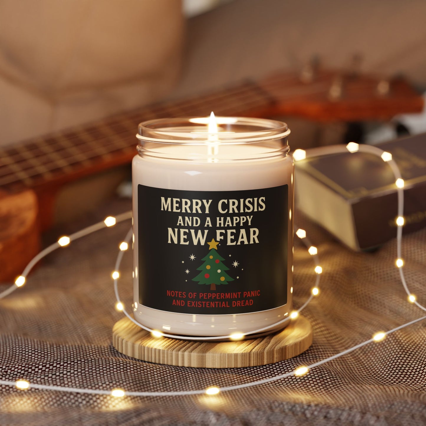 Merry Crisis and Happy New Fear Candle - Funny Christmas Gift | Sarcastic Scented Soy Candle
