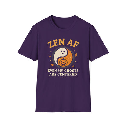 Zen AF Ghost Tee - Funny Halloween Yin Yang T-Shirt | Unisex Mindfulness Graphic Tee