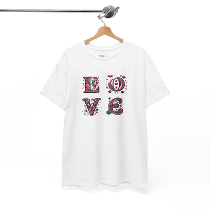 Loved Up Unisex Heavy Cotton Tee - Perfect for Couples, Valentine's Day, Love Celebrations, Heartwarming Gifts, Cozy Casual Wear