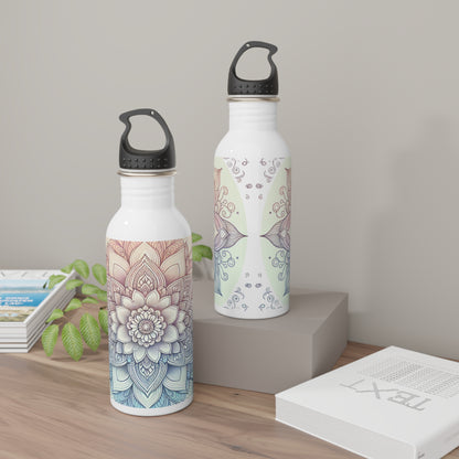 Meditative Floral Stainless Steel Water Bottle, Eco-Friendly Hydration, Gift for Yoga Lovers, Travel Companion, Reusable Water Bottle