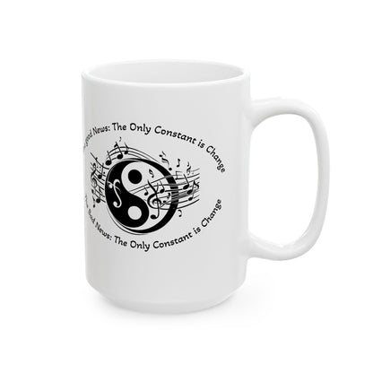 Yin Yang Music Lover Spiritual Ceramic Coffee Tea Mug | the Only Constant Is Change C-Handled Music Themed Yin Yang Mug