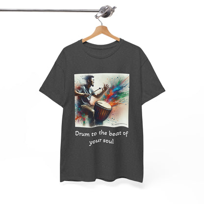 Artistic Drummer Unisex Heavy Cotton Tee -Gift for Musicians, Concert T-Shirt, Art Lovers, Gifts, Festivals, Summer Vibes, gift for him