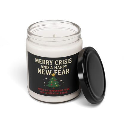 Merry Crisis and Happy New Fear Candle - Funny Christmas Gift | Sarcastic Scented Soy Candle