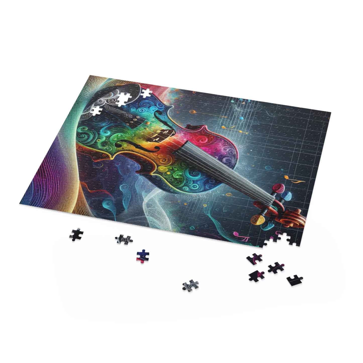 Colorful Violin Puzzle - 120, 252, 500-Piece Jigsaw, Music Lover Gift, Art Decor, Relaxation Activity, Family Game Night