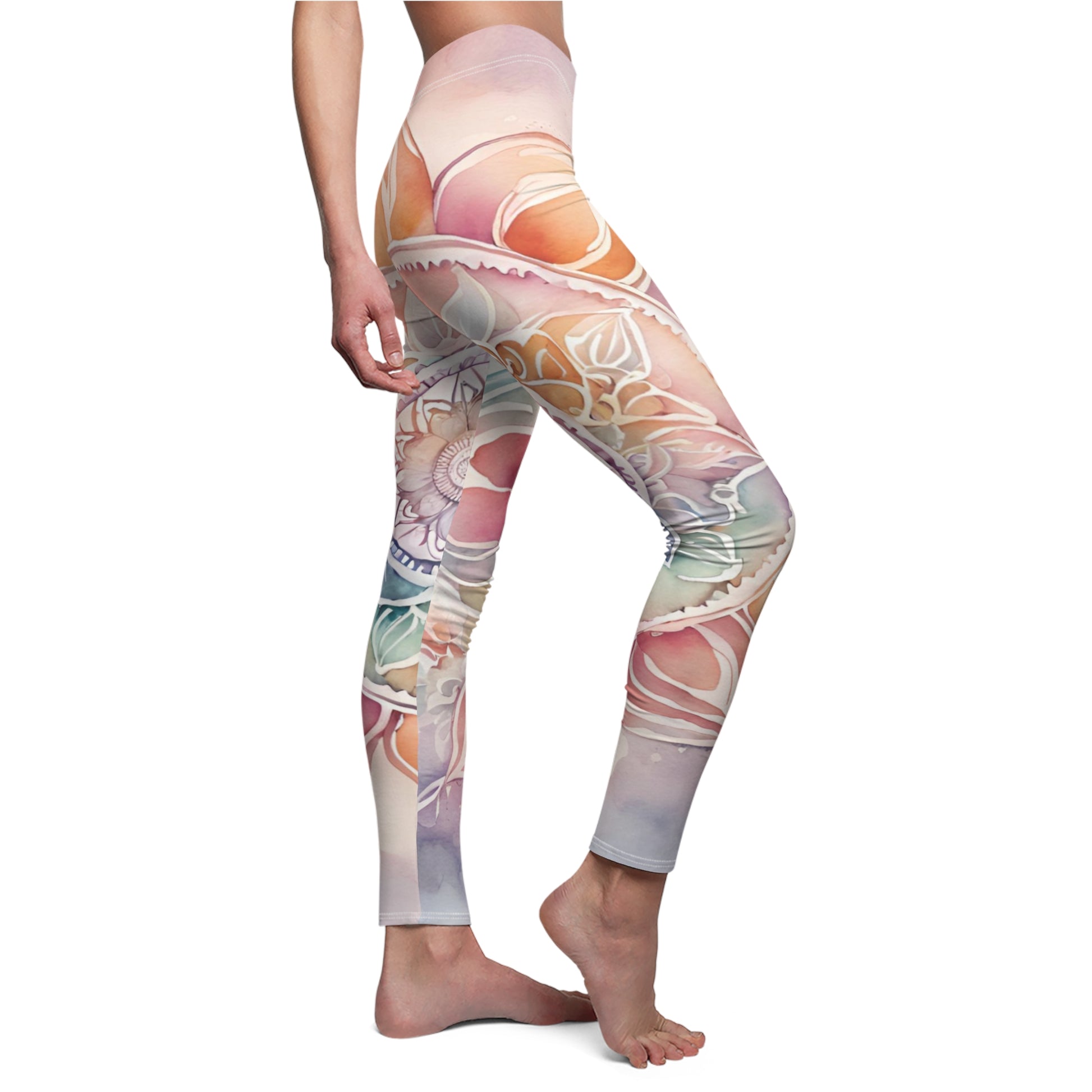 Watercolor Floral Leggings - Artistic & Comfortable Activewear

