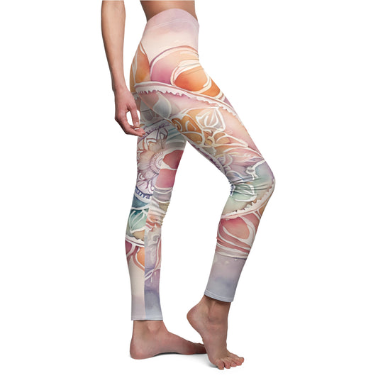Watercolor Floral Leggings - Artistic & Comfortable Activewear

