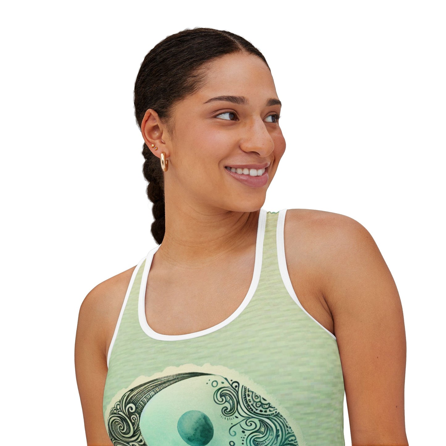 Serene Yin Yang Women's Tank Top, Yoga Tank, Spiritual Apparel, Workout Top, Boho Style, Gift for Her, Mindfulness Wear
