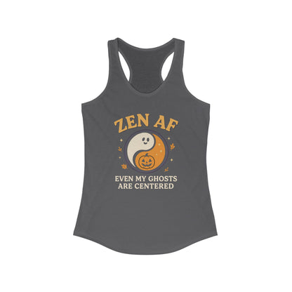Zen AF Ghost Tank - Funny Halloween Yoga Racerback | Women's Mindfulness Workout Top