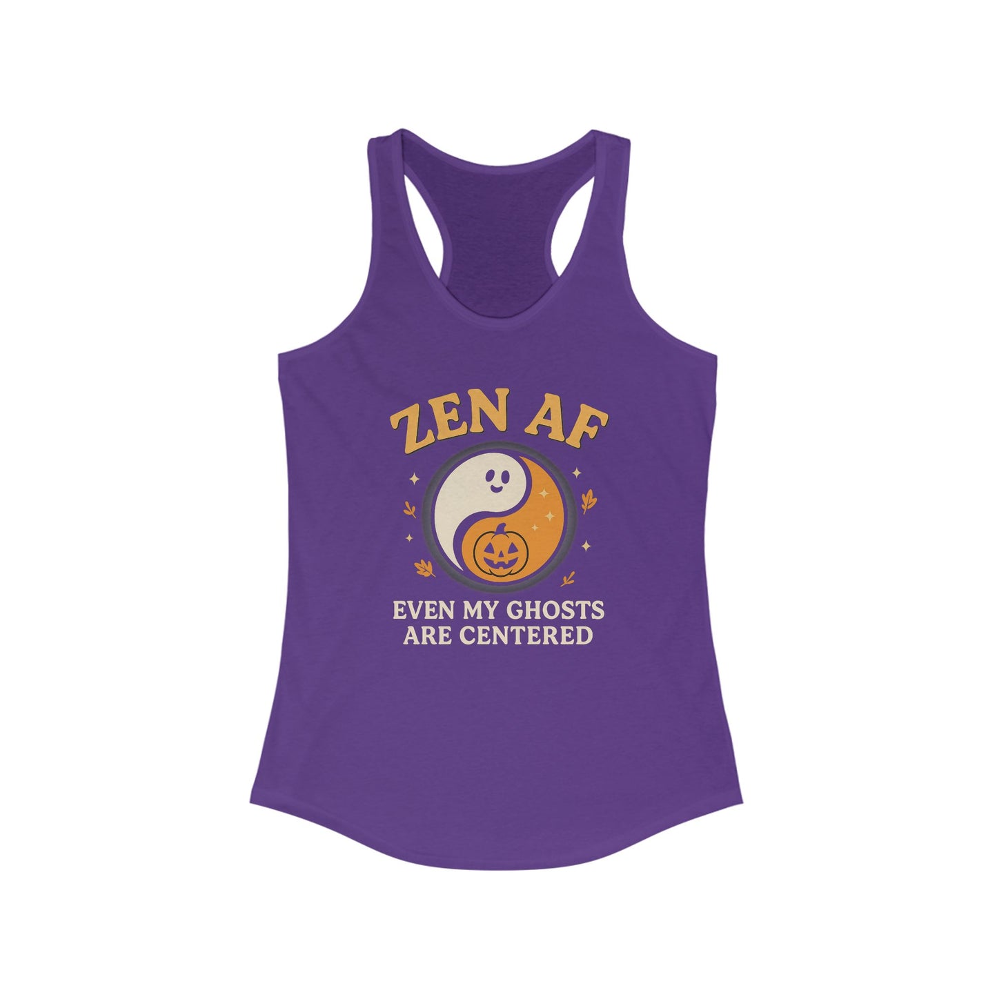 Zen AF Ghost Tank - Funny Halloween Yoga Racerback | Women's Mindfulness Workout Top