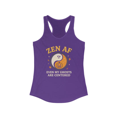 Zen AF Ghost Tank - Funny Halloween Yoga Racerback | Women's Mindfulness Workout Top