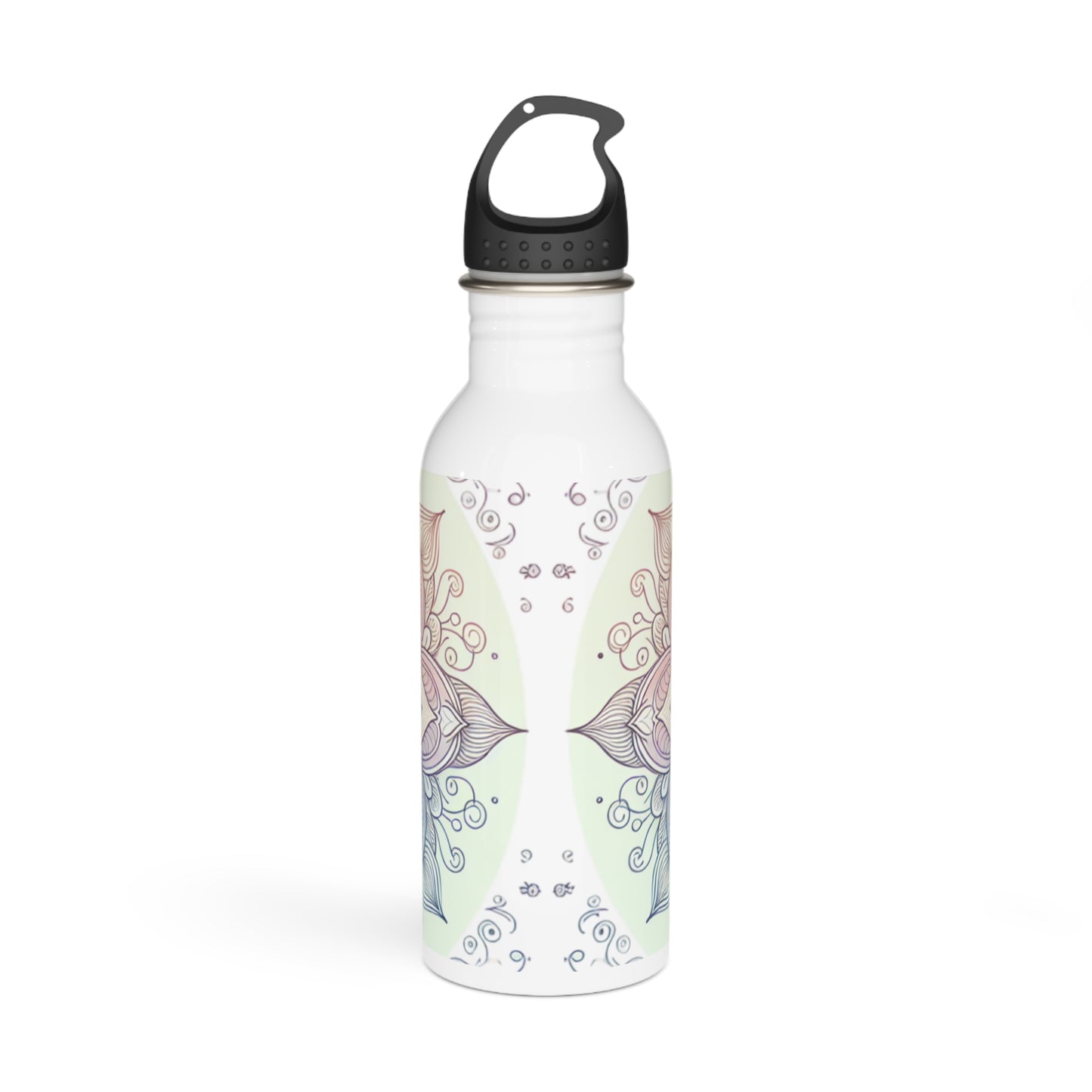 Meditative Floral Stainless Steel Water Bottle, Eco-Friendly Hydration, Gift for Yoga Lovers, Travel Companion, Reusable Water Bottle