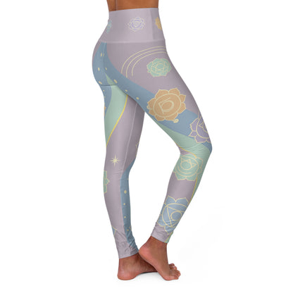 Chakra Rose Yoga Leggings - Lavender Mint Floral Print | High Waisted Spiritual Activewear