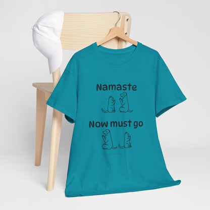 Namaste Pilates Meditation Cat and Dog Zen T Shirt | Namaste Now Must Go Animal Yoga Lover Unisex Heavy Cotton Pet T Shirt for Gift