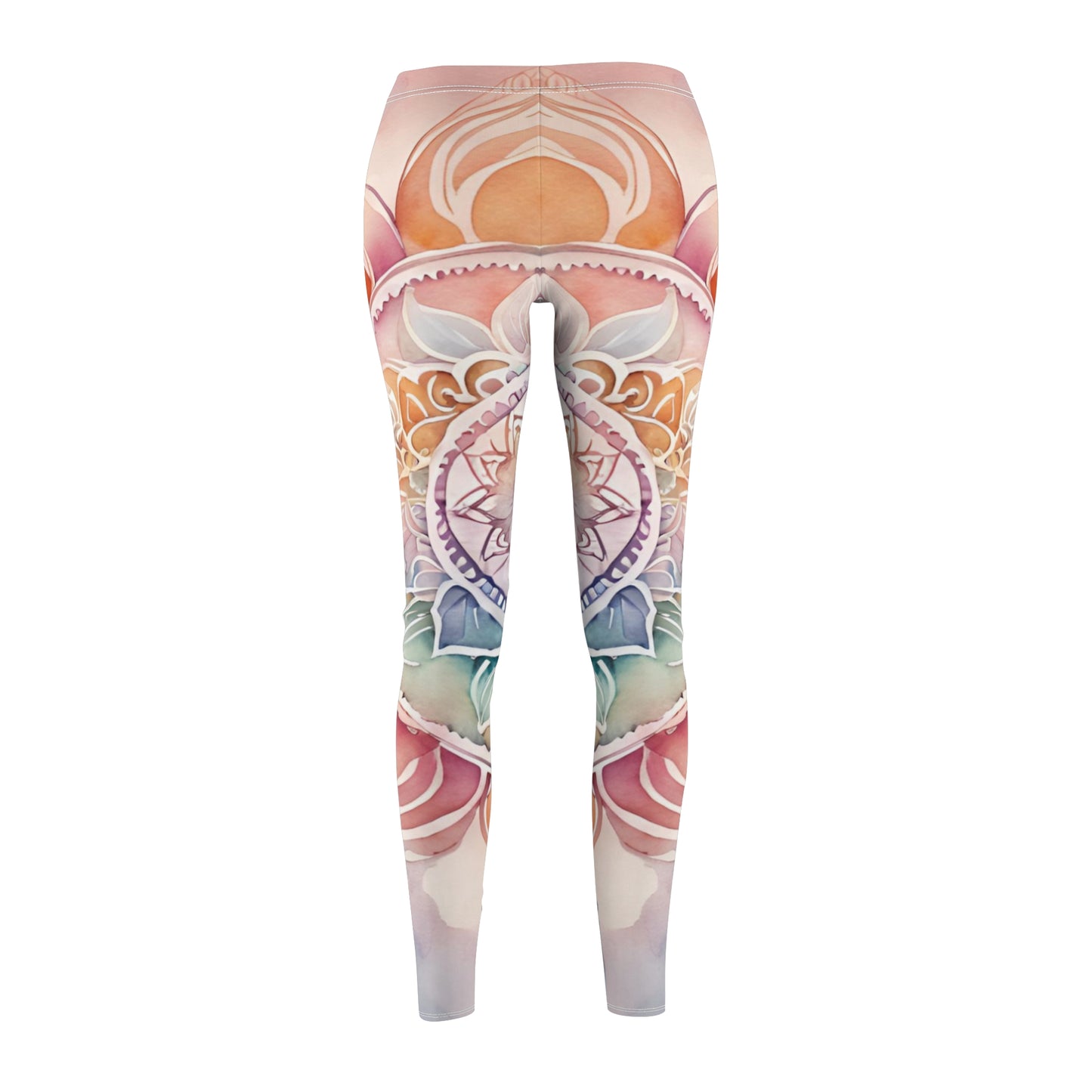 Watercolor Floral Leggings, Artistic Activewear, Cute Yoga Pants, Boho Style Tights, Gift for Her, Comfortable Fashion