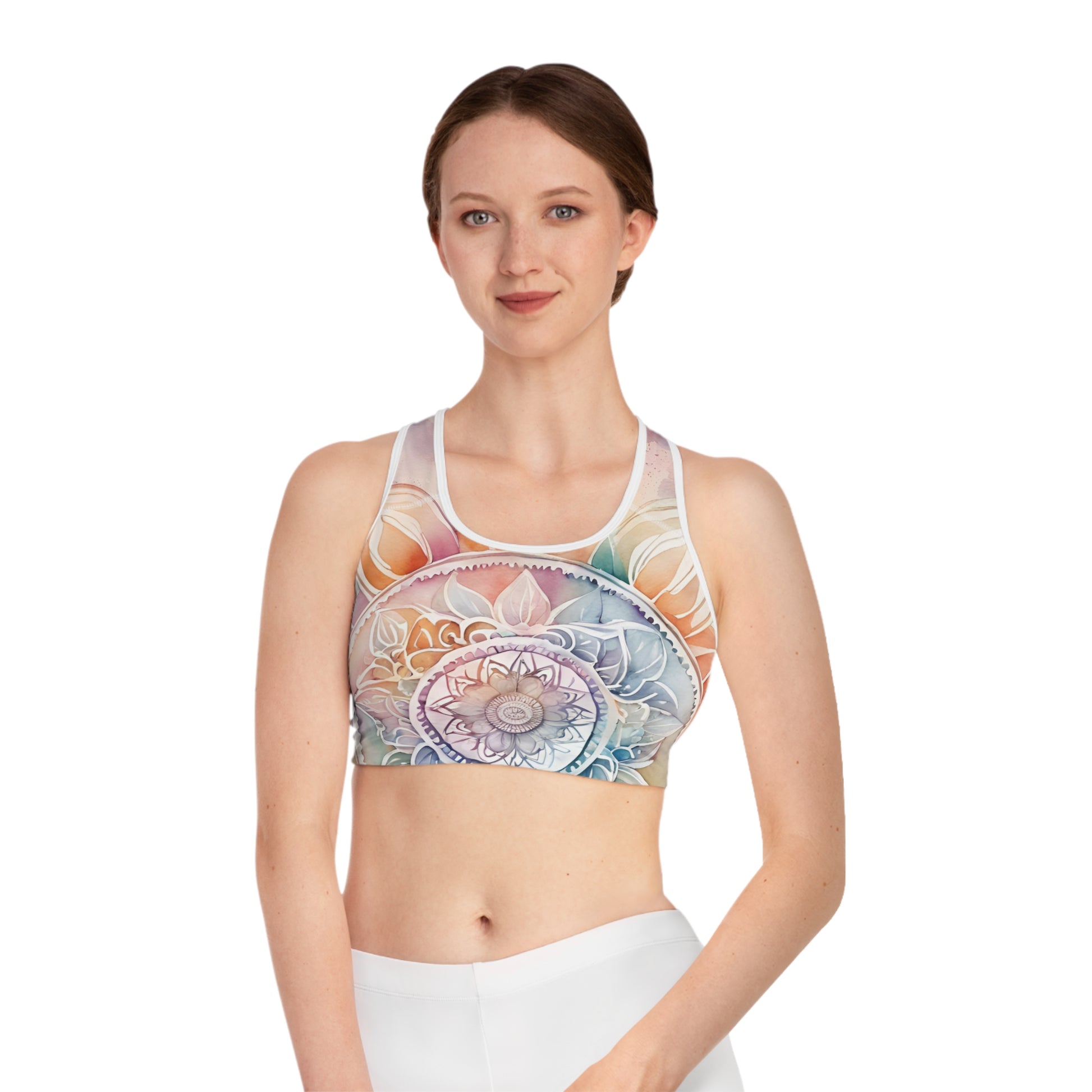 Mandala Watercolor Sports Bra - Stylish & Eco-Friendly Activewear

