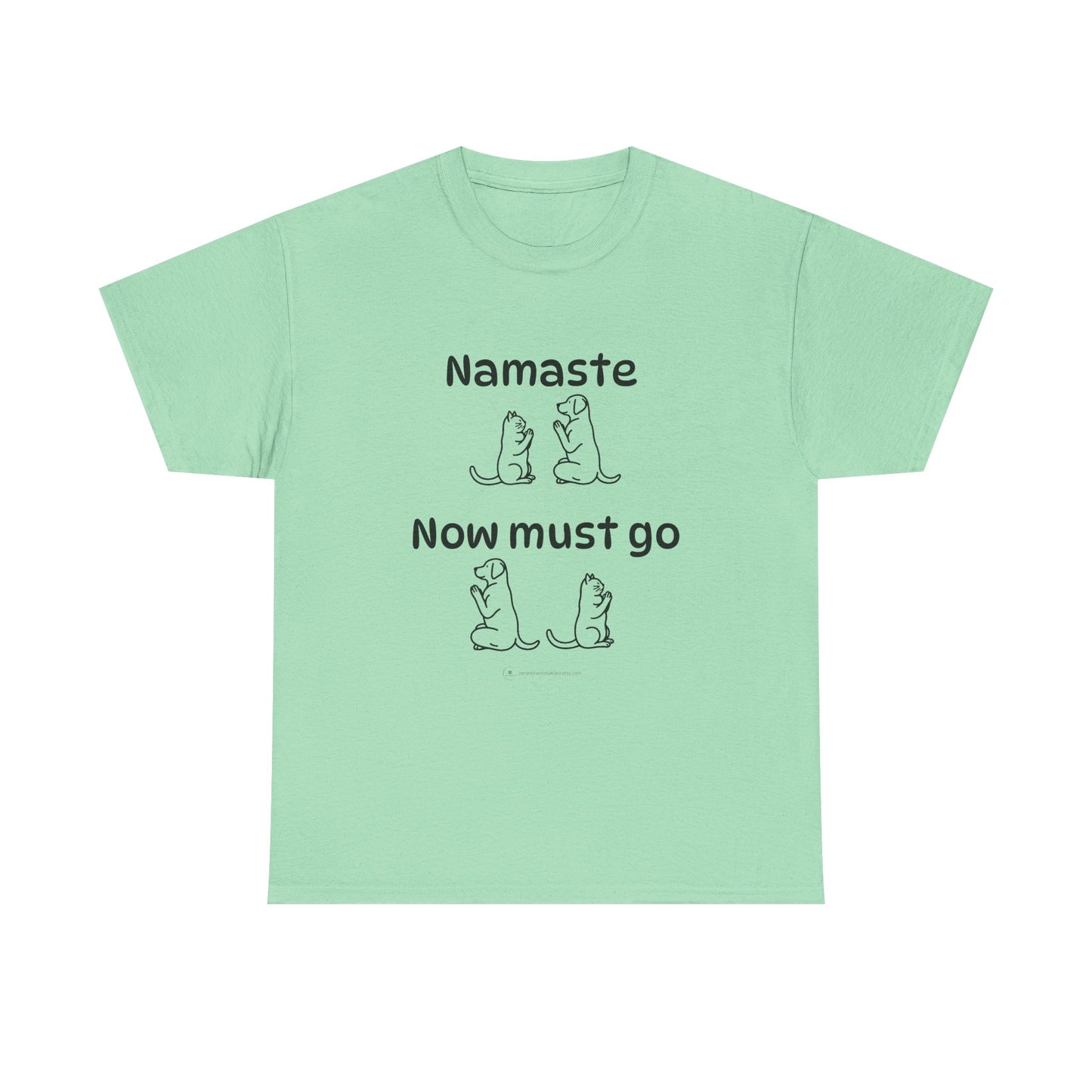 Namaste Pilates Meditation Cat and Dog Zen T Shirt | Namaste Now Must Go Animal Yoga Lover Unisex Heavy Cotton Pet T Shirt for Gift