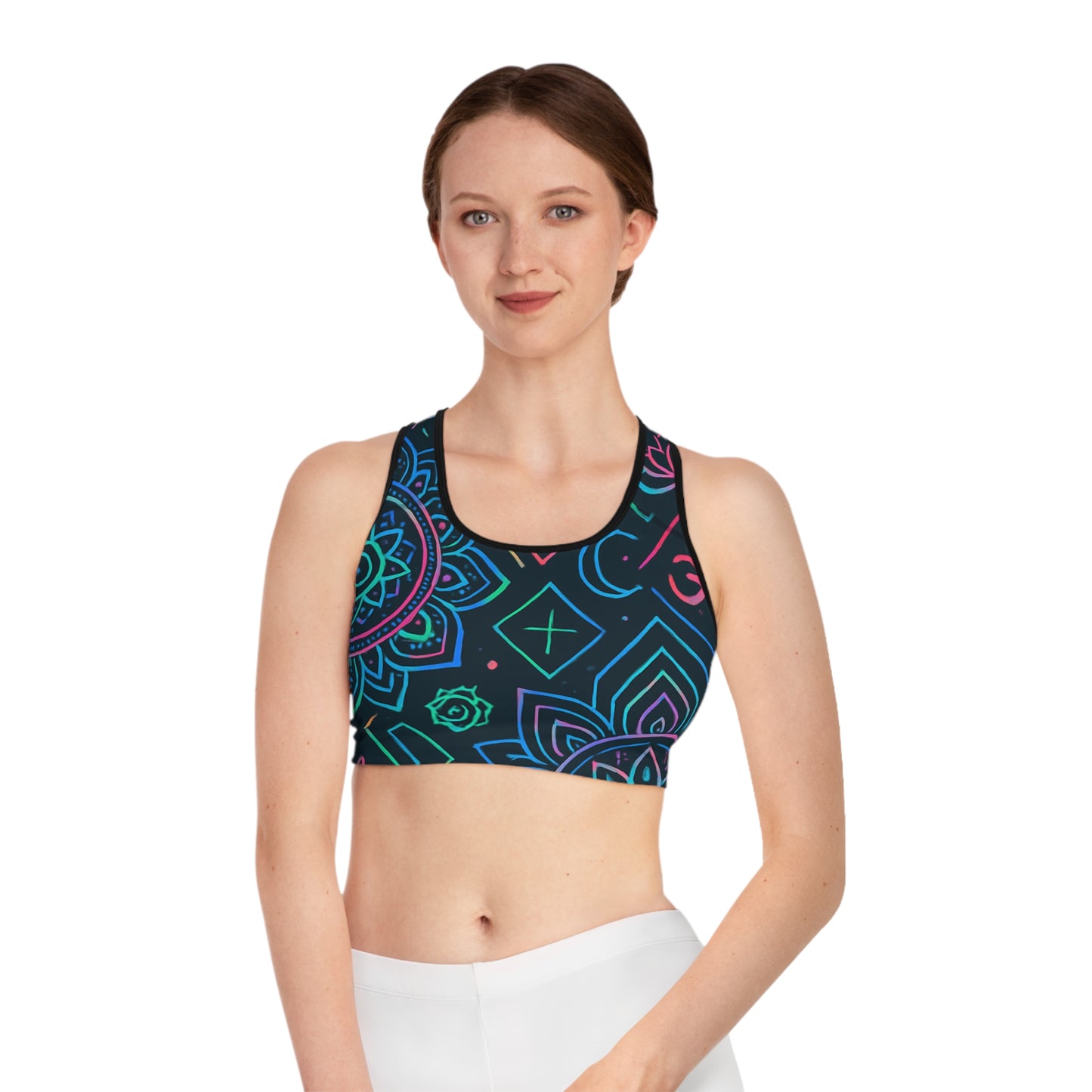 Colorful Mandala Sports Bra - Boho Yoga Top | Women's Activewear Fitness Bra