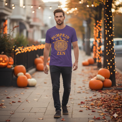 Pumpkin Zen Unisex Tee - Fall Halloween Meditation Shirt | Relaxing Autumn Graphic Tee