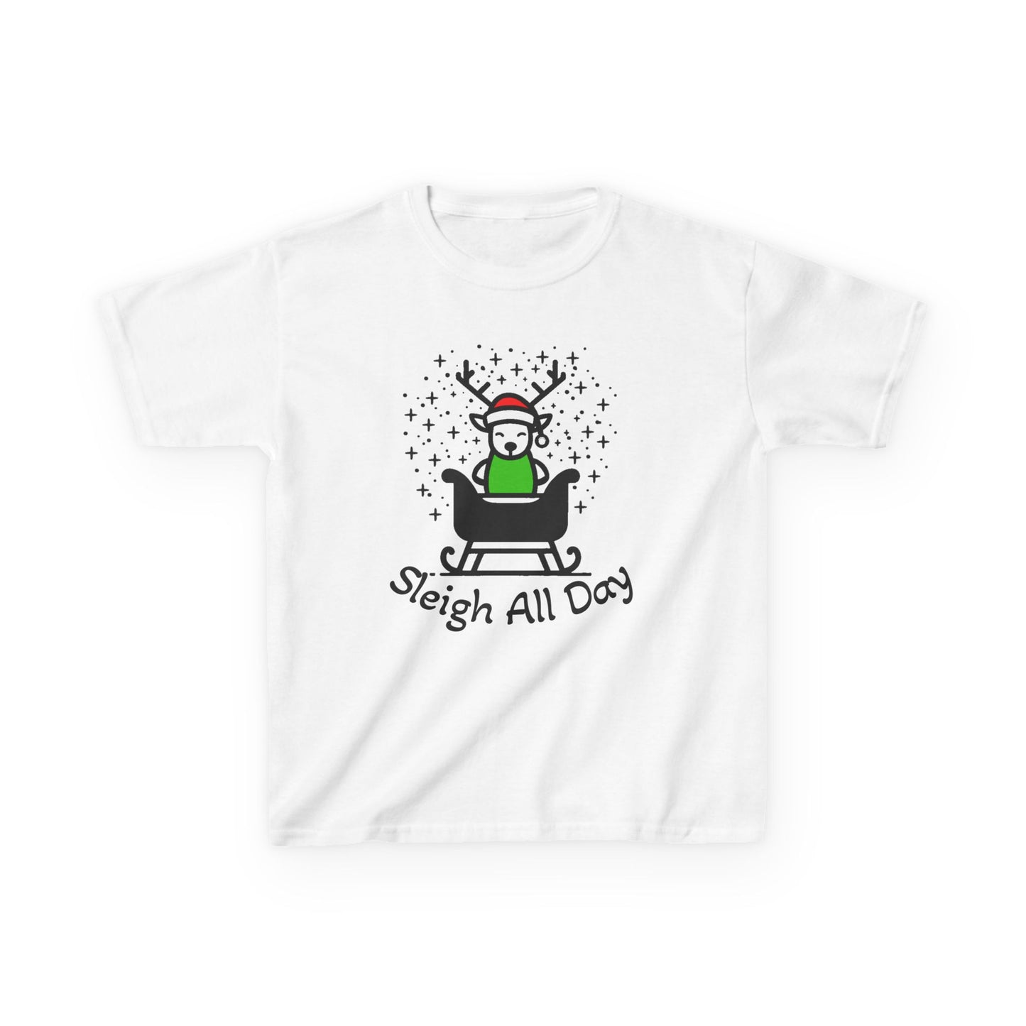 Kids Sleigh All Day Christmas Shirt - Funny Holiday T-Shirt for Boys & Girls | Festive Tee