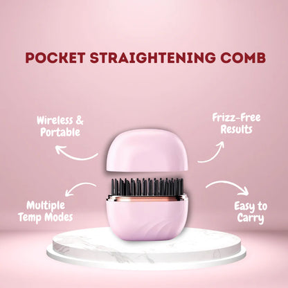 GlamGo™ Cordless Mini Hair Straightener Brush – Style Anywhere in 30 Seconds