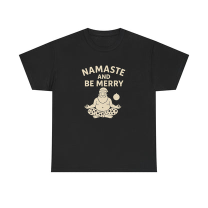 Namaste and Be Merry Christmas Shirt - Funny Yoga Santa Tee | Unisex Holiday Gift for Yogis