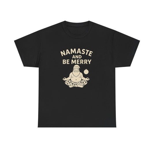 Namaste and Be Merry Christmas Shirt - Funny Yoga Santa Tee | Unisex Holiday Gift for Yogis