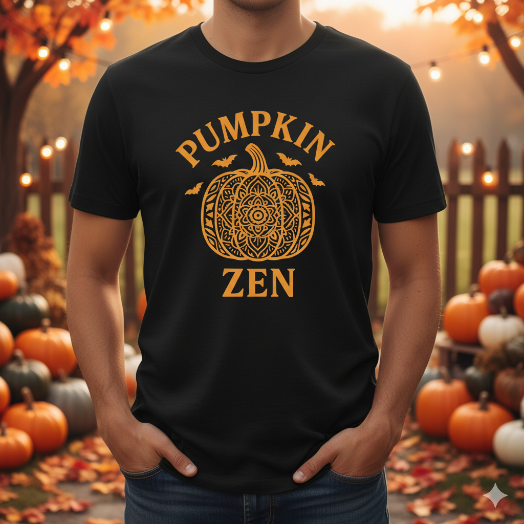 Pumpkin Zen Unisex Tee - Fall Halloween Meditation Shirt | Relaxing Autumn Graphic Tee