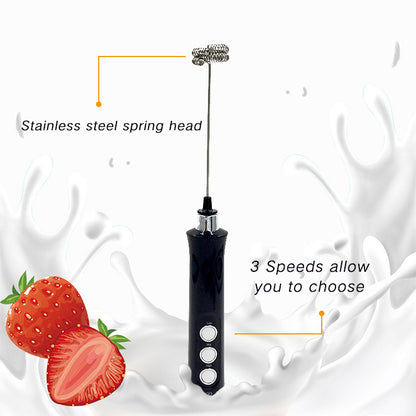 Rechargeable Electric Milk Frother - 3-Speed Handheld Mixer | Coffee Latte Cappuccino Maker
