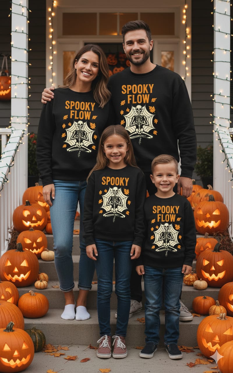 Spooky Flow Halloween Sweatshirt - Cozy Fall Pullover | Unisex Haunted Autumn Crewneck