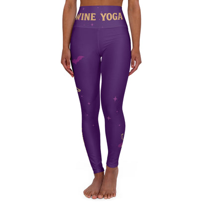 Wine Yoga Halloween Leggings - Purple Skeleton Pumpkin Print | High Waisted Workout Pants
