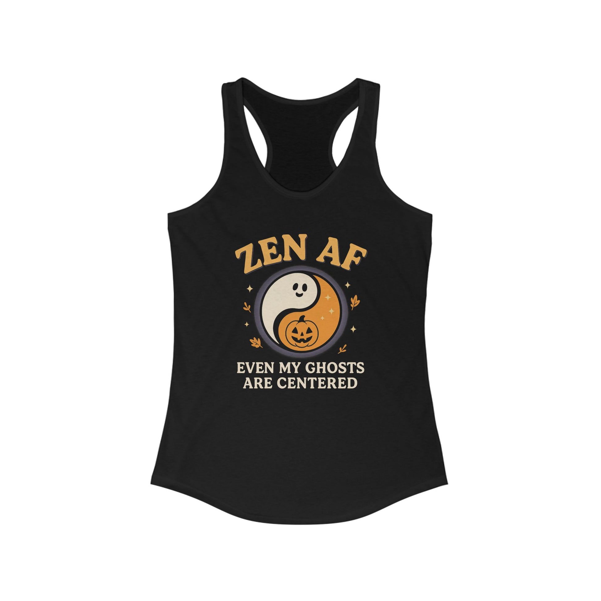 Zen AF Ghost Tank - Funny Halloween Yoga Racerback | Women's Mindfulness Workout Top