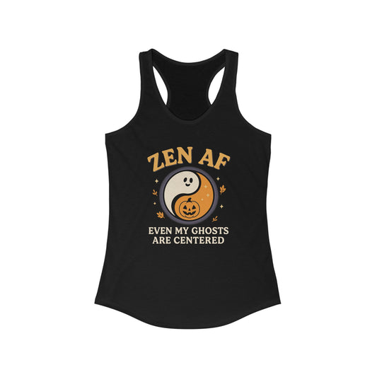 Zen AF Ghost Tank - Funny Halloween Yoga Racerback | Women's Mindfulness Workout Top