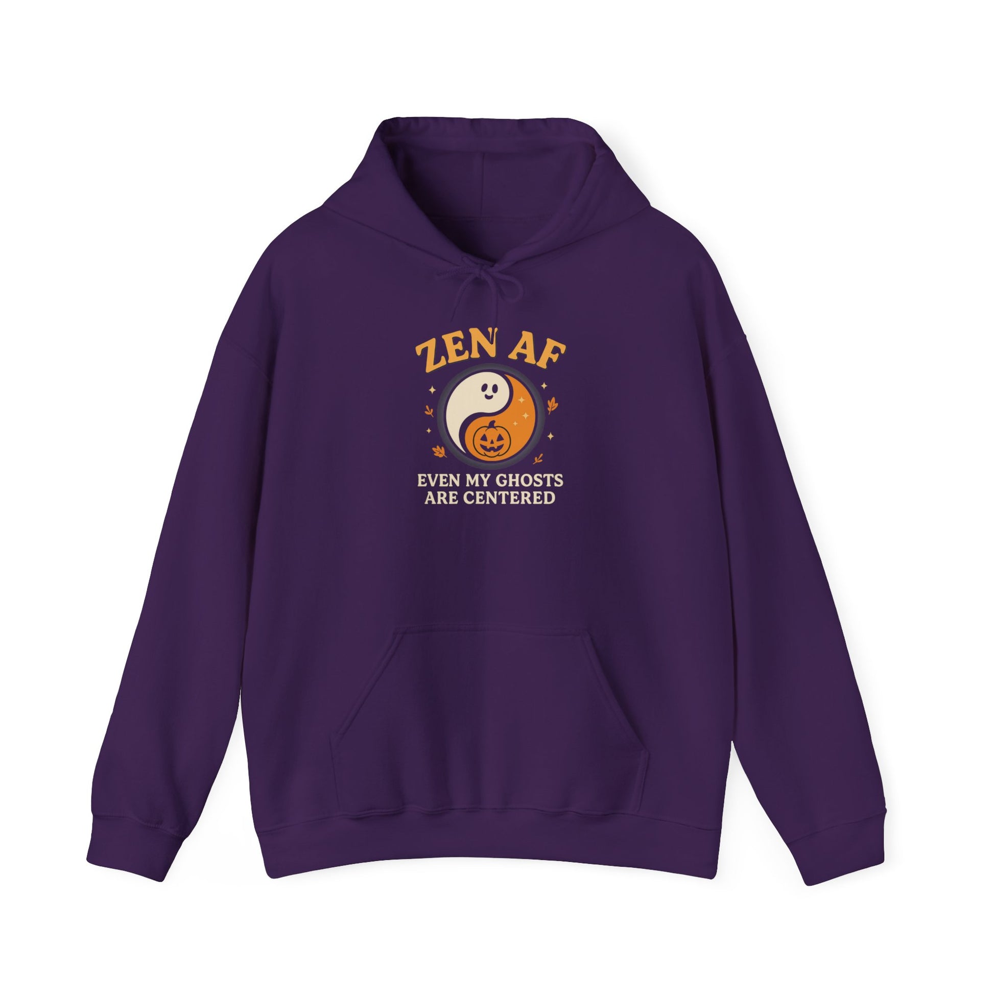 Zen AF Halloween Hoodie - Funny Ghost Yin Yang Sweatshirt | Yoga Mindfulness Pullover