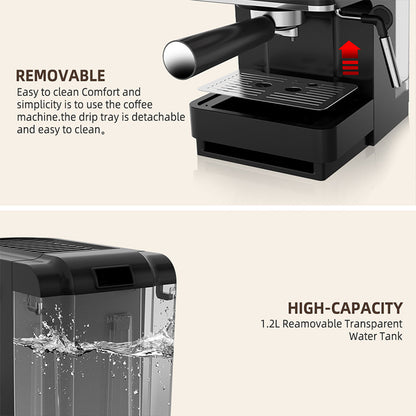 Semi-Automatic Milk Frother - Pressure Steam Wand | Espresso Machine Milk Steamer